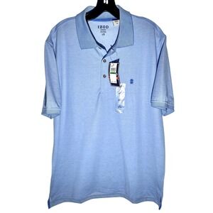 IZOD Mens Performance Polo Shirt Light Blue Short Sleeve Large‎ NWT